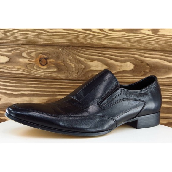 Class Man Shoes Sz 43 M Almond Toe Black Loafer Leather Men‎ - Picture 1 of 8
